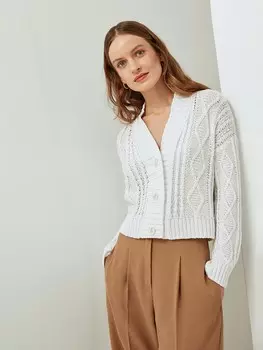 Кардиган короткий фактурной вязки XS(42)