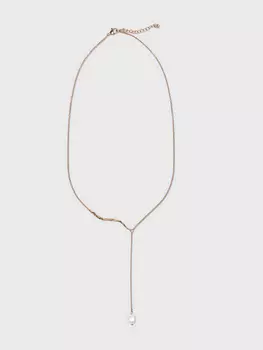 Колье золотистое с жемчужной подвеской (50)