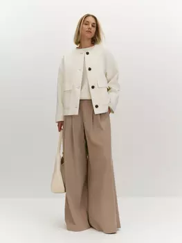 Куртка из пальтовой шерстяной ткани с акцентными карманами XL(50)