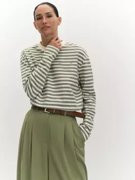 Лонгслив в полоску из хлопкового трикотажа XS(42)