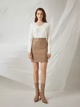 Мини-юбка из эластичной экокожи XS(42)