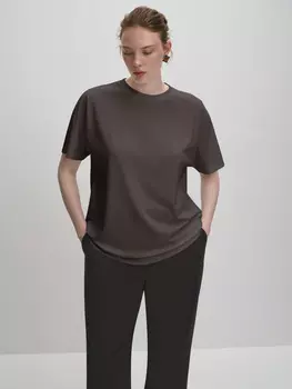 Однотонная футболка со стразовой аппликацией M(46)