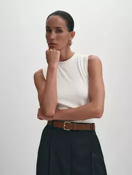 Однотонный трикотажный базовый топ XS(42)