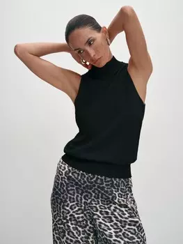 Однотонный вязаный топ из хлопка и кашемира XS(42)