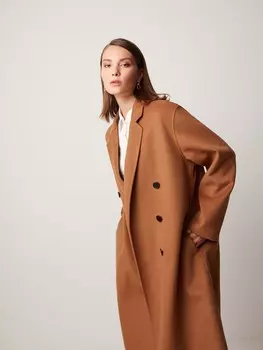 Пальто двубортное шерстяное S(44)