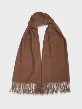 Палантин темно-коричневый с бахромой (68*180)