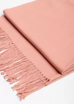 Однотонный шарф с бахромой (65*180)