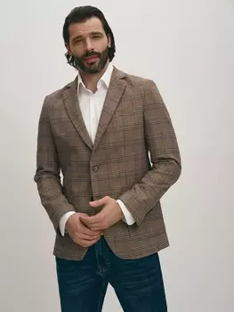 Блейзер стандартного кроя из ткани в клетку L(52)