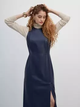 Платье из экокожи без рукавов ELIS