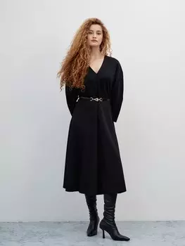 Платье из трикотажа с поясом XS(42)