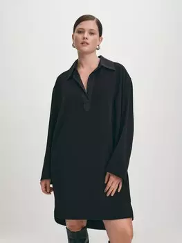 Комбинированное платье с длинным рукавом M(46)