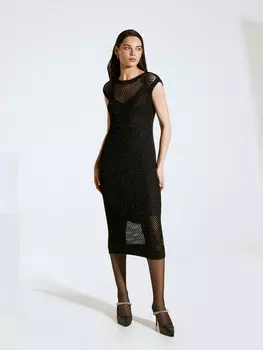 Платье-миди ажурной вязки XS(42)