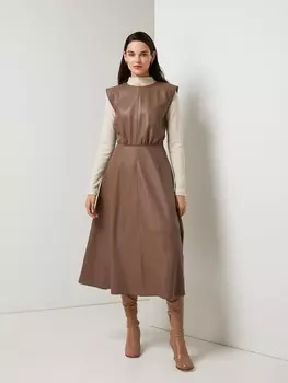 Платье-миди из экокожи XS(42)