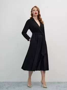 Платье-миди на запах базового чёрного цвета M(46)