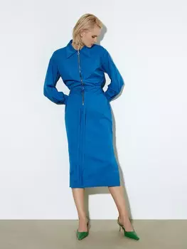 Платье-миди с объемными рукавами XS(42)