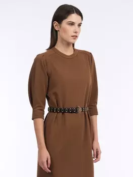 Платье-миди с разрезом кофейное XS(42)