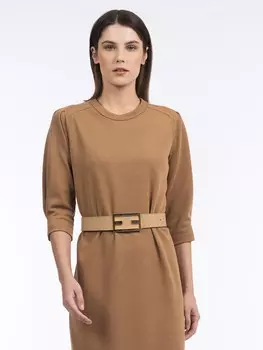 Платье-миди с разрезом песочное XS(42)