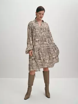 Платье на пуговицах с принтом M(46)