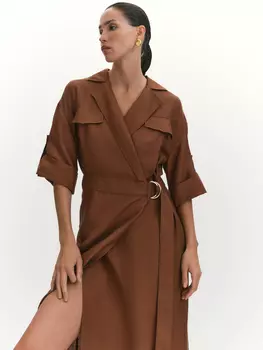 Платье на запах изо льна и вискозы M(46)