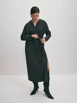 Платье на запах с декоративным узлом XL(50)