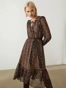 Платье на запах с воланом S(44)