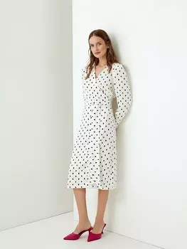 Платье на запах в горох S(44)