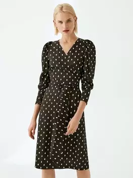 Платье на запах в горох S(44)