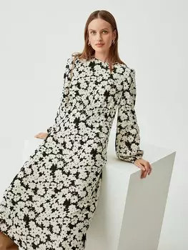 Платье приталенное с цветочным принтом S(44)