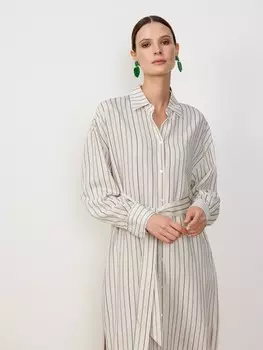 Платье-рубашка со льном S(44)