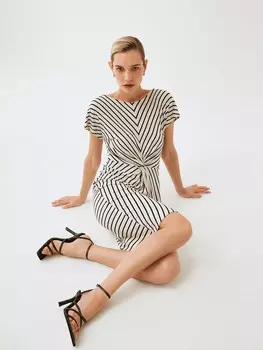 Платье в полоску с коротким рукавом S(44)
