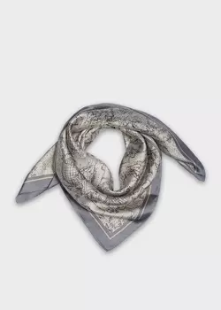 Платок с принтом серый (70*70)