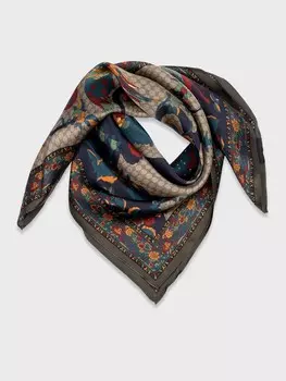 Шелковый платок с флористическим принтом (65*65cm)