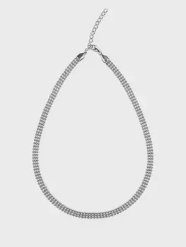 Плетеное колье серебристое (45)
