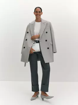 Полупальто из меланжевой шерстяной ткани XS(42)