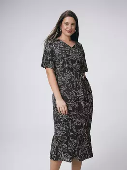 Приталенное платье из вискозы с дизайнерским принтом M(46)