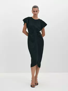 Приталенное платье с рукавом-крылышком дизайнерского кроя XS(42)