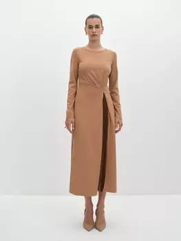 Приталенное платье со вставкой гофре L(48)