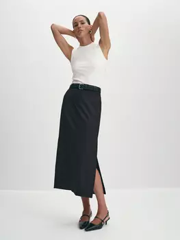 Прямая юбка миди со шлицей XS(42)