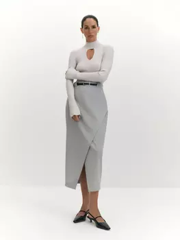 Прямая юбка с эффектным декоративным запахом XS(42)