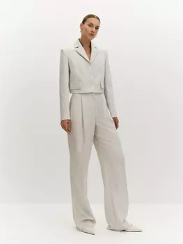 Прямые брюки с высокой посадкой из вискозной костюмной ткани XS(42)