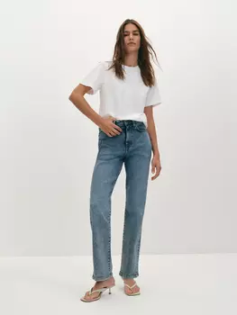 Прямые джинсы-пятикарманники с высокой посадкой XS(42)