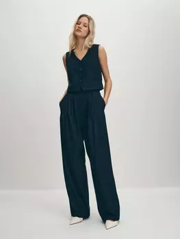 Прямые широкие брюки в классическом синем XS(42)