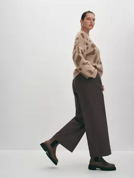 Прямые укороченные брюки в мелкую клетку XXL(52)