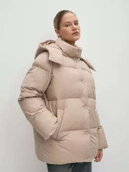 Утепленный пуховик с капюшоном на молнии и кнопках XS(42)