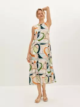 Расклешенное платье-миди XS(42)