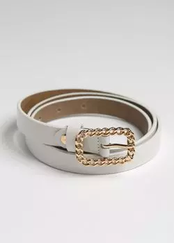 Кожаный ремень белого цвета (105)
