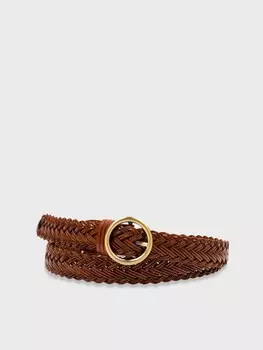 Ремень из кожи узкий плетеный (90)