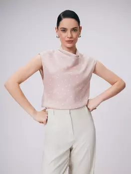 Романтичная блузка с цельнокроеной стойкой M(46)