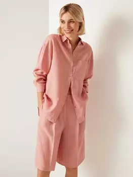 Рубашка длинная льняная розовая S(44)
