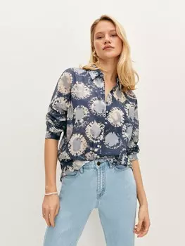 Рубашка из хлопка с абстрактным принтом XS(42)